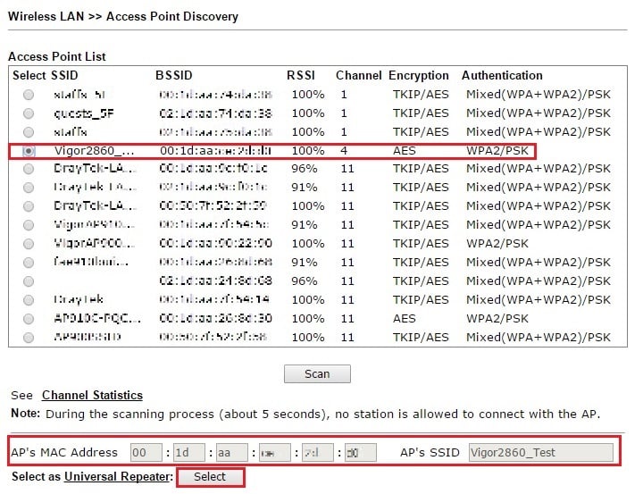 Find the main WLAN network by AP Discovery feature